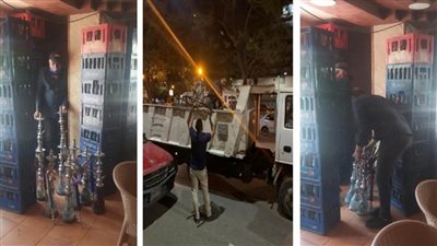 بالصور | تشميع كافتيريات مخالفة ومصادرة كميات من الشيشة ضمن تطبيق الإجراءات الاحترازية بالجيزة 