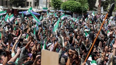 مظاهرات في إدلب احتجاجا على الانتخابات السورية و