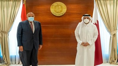 بالصور | وزيرا الخارجية المصري والقطري يعربان عن ارتياحهما للتطور الإيجابي للعلاقات بين البلدين