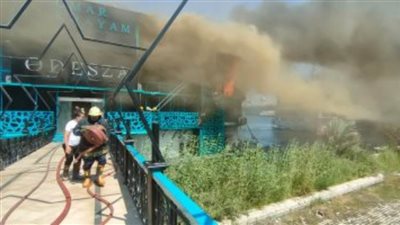 المعاينة: حريق مركب الزمالك التهم طابقين بسبب ماس كهربى والإطفاء تحاول الإخماد