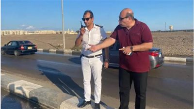 انفجار ماسورة خط مياه بطريق كوبري النصر العائم ببورفؤاد