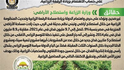 الحكومة تنفى تركيز اهتمام الدولة في تنفيذ مشروعات البنية التحتية على حساب الاهتمام بزيادة الرقعة الزراعية