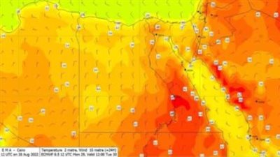 الأرصاد: طقس حار رطب بالقاهرة شديد الحرارة جنوبا والمحسوسة بالصعيد 44