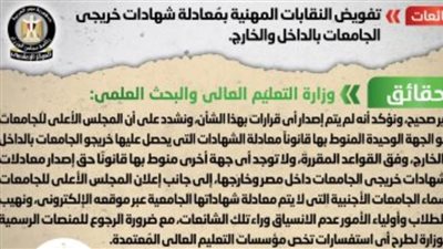 الحكومة تنفى تفويض النقابات المهنية بمُعادلة شهادات خريجى الجامعات