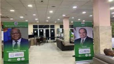 صورة الرئيس السيسي تزين صالة الاستقبال بمطار كينشاسا الدولي