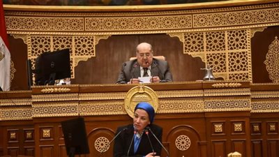 وزيرة البيئة تستعرض خلال الجلسة العامة لمجلس الشيوخ جهود الحد من الانبعاثات لدفع التنمية الاقتصادية للدولة